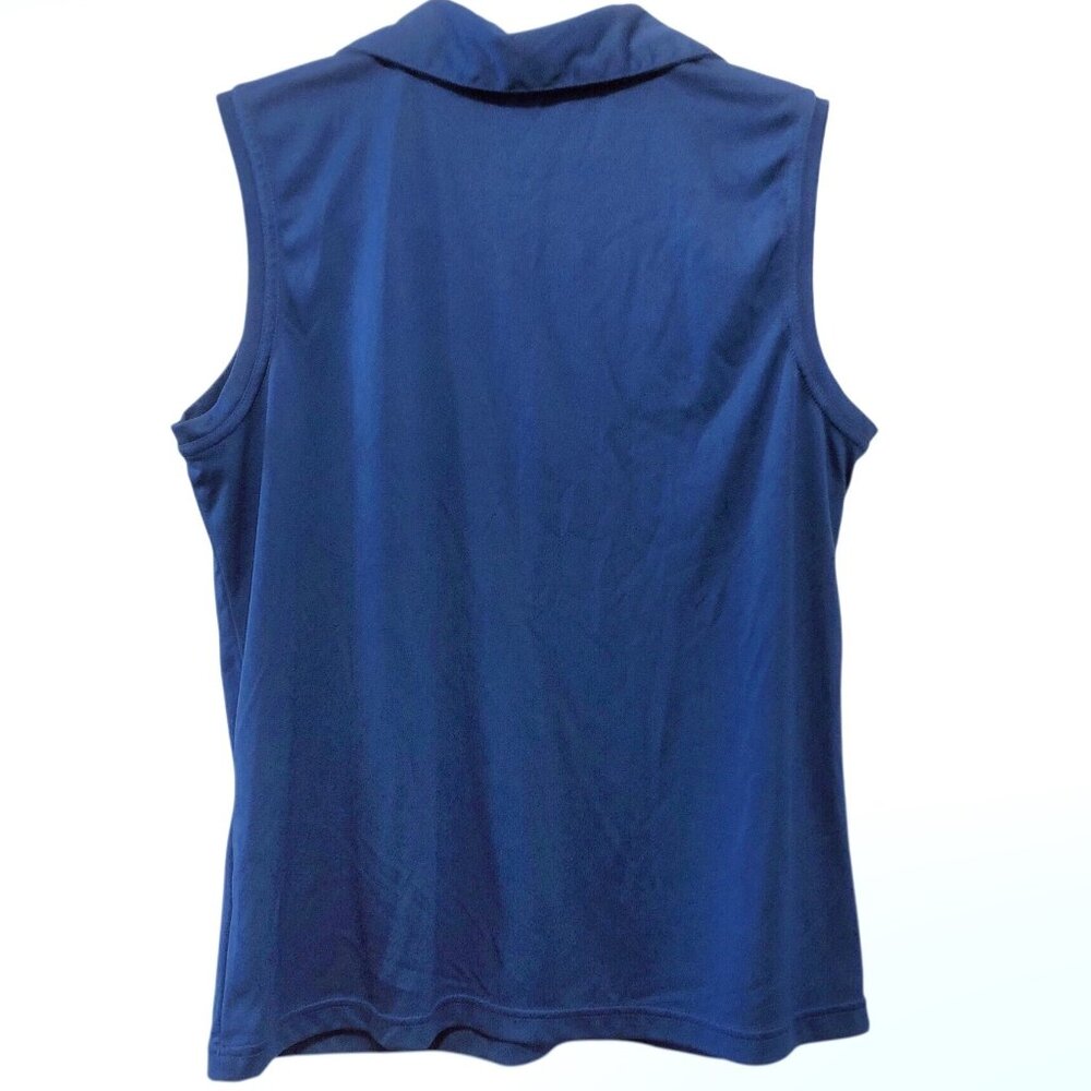 Izod Solid Blue Collared Sequin Sleeveless Golf T… - image 2